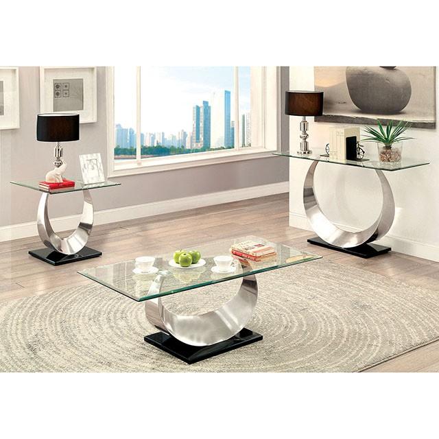 ORLA II Satin Plated/Black Sofa Table