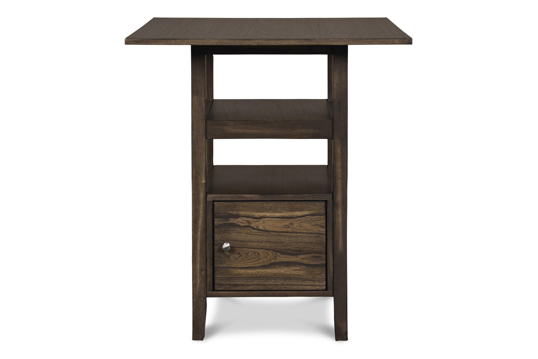 DERBY COUNTER TABLE & 4 STOOLS (SET) - CHOCOLATE