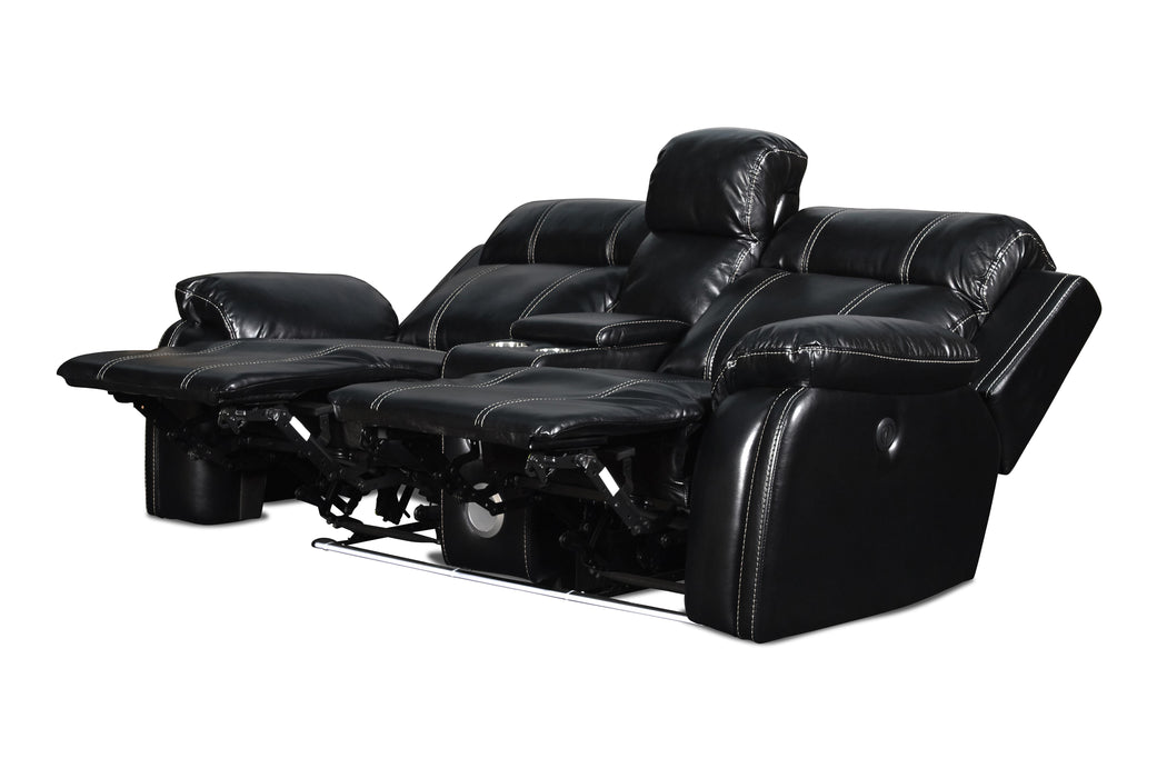 FUSION CONSOLE LOVESEAT W/SPEAKER & PWR FTRST-EBONY