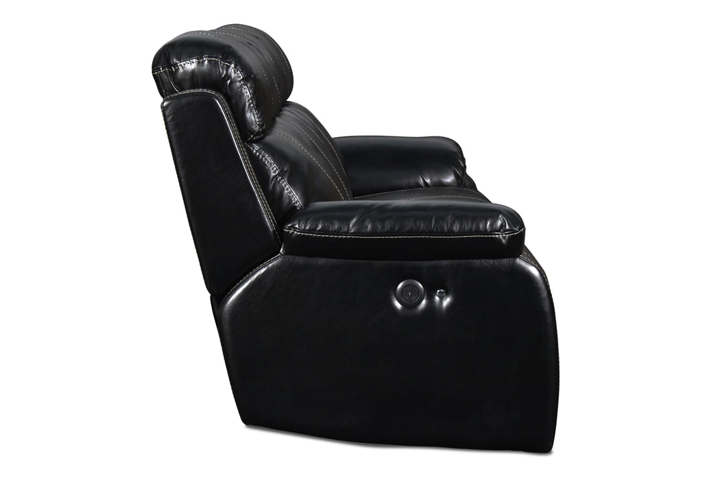 FUSION DUAL RECLINER SOFA W/PWR FTRST-EBONY