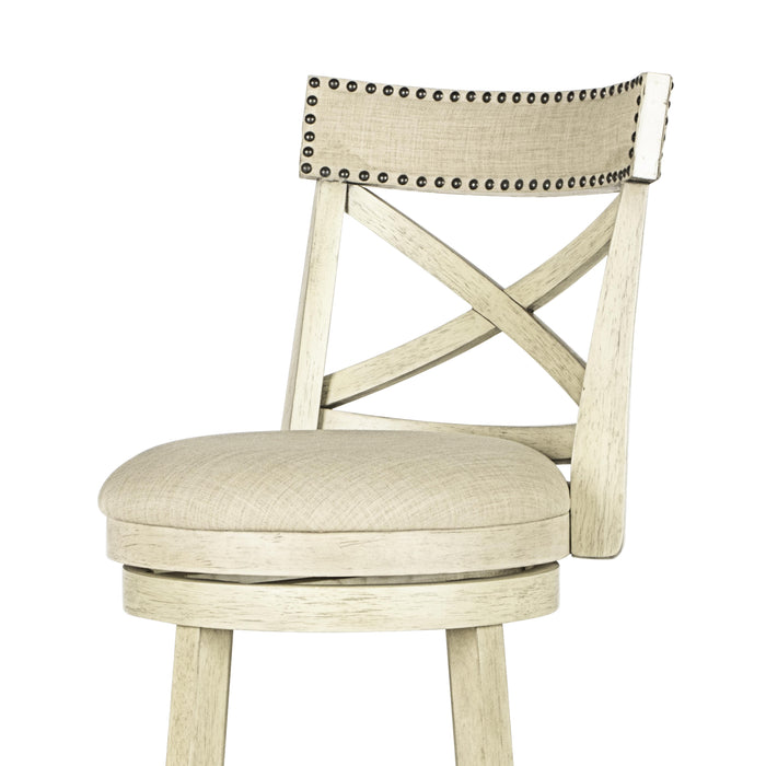 YORK 24" COUNTER STOOL-ANT WHITE W/FABRIC SEAT